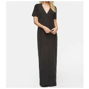 Tavik Women's In Transit Black V-neck Double Front Buttons Maxi Dress Size Small